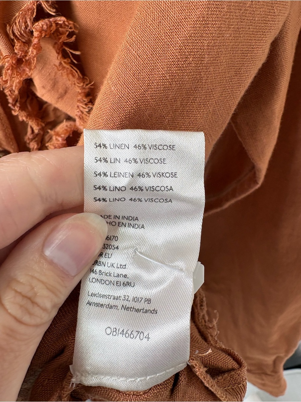 Pilcro Anthropologie Ruffle Fringe Blouse Burnt Orange Linen Size Small - Picture 4 of 8